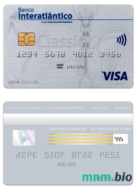 Cabo Verde Banco Interatiantico bank visa klasyczny karta przykład w formacie PSD